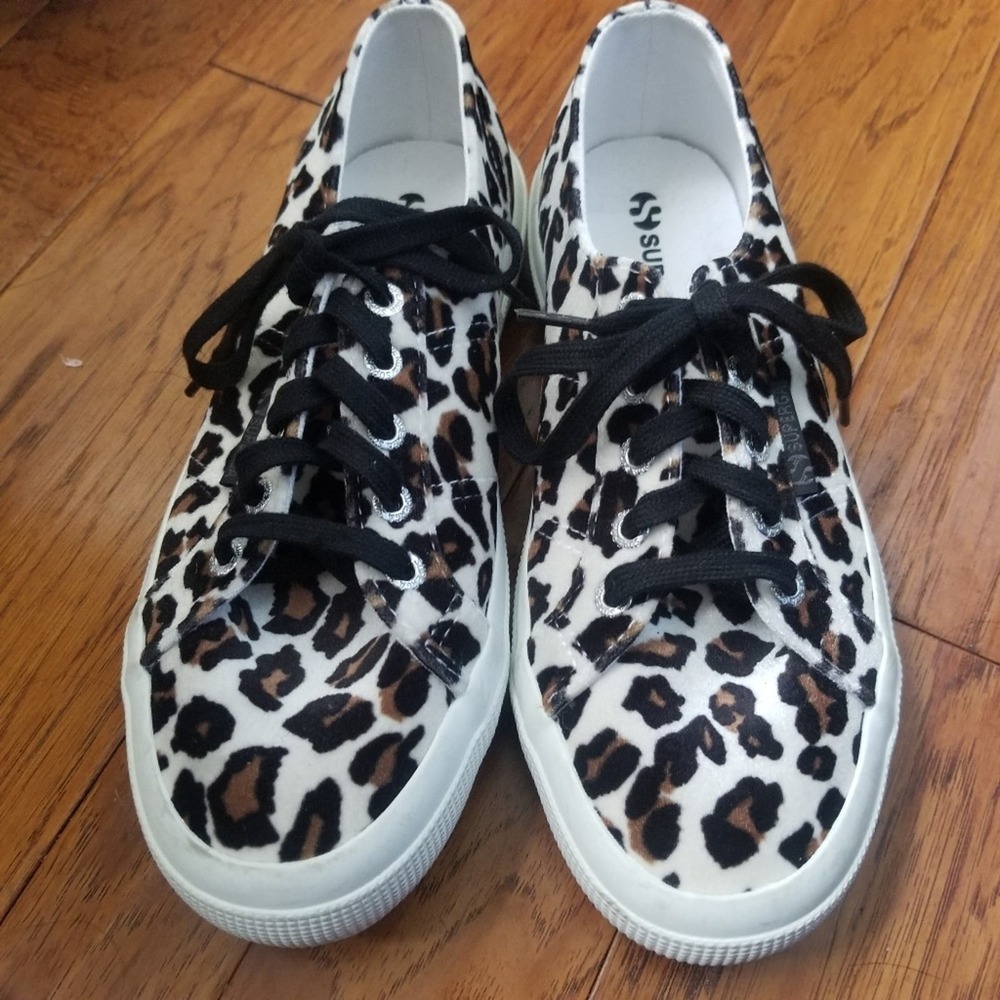 Superga Women's Fantasy Velvet Cheetah Print Sneakers Size Eu 37.5, Us 7